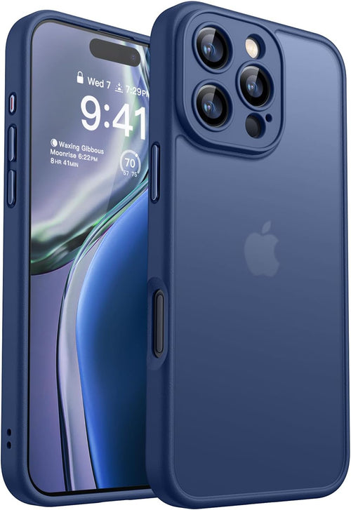 CANSHN Matte for iPhone 16 Pro Case, Upgraded [Full Camera Protection] [Translucent Matte] Shockproof Protective Phone Case for iPhone 16 Pro 6.3" - Deep Blue