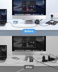 Extension Lead with 4 USB Slots, 4 Way (13A/3250W) Multi Plug Extension Cable, UK Desktop Power Extension Cord with Multi Socket, 1.5M Extension Cable (black, 1.5M)