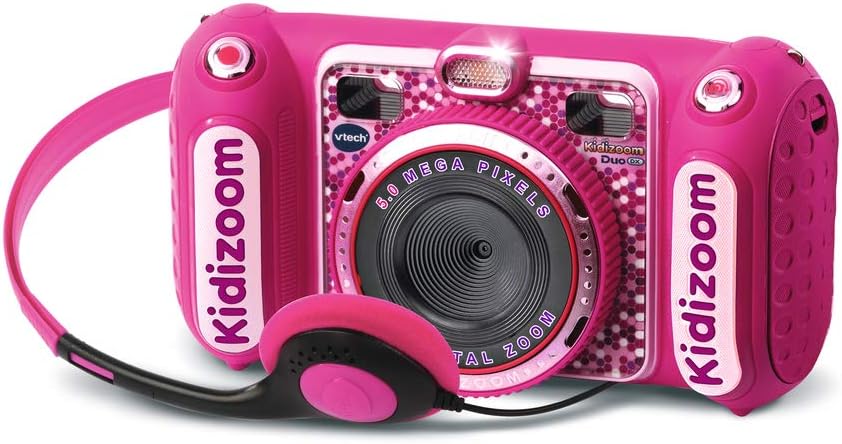 VTech - KidiZoom Duo DX Pink, 10-in-1 Digital Camera for Children, Photo, Selfie, Video, Colour Screen, MP3 Player, Audio Headphones, Gift for Children from 3 to 12 Years