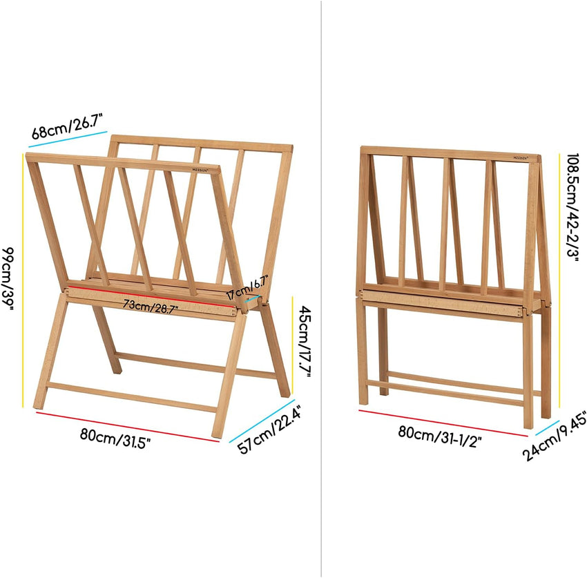 MEEDEN Folding Print Rack - Wooden Art Storage Rack - Artist Storage and Display Rack for Canvas, Art, Prints, Panels, Posters, Art Gallery Shows - Large
