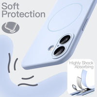 JETech Magnetic Silicone Case for iPhone 17 6.3-Inch, Compatible with MagSafe, Silky Soft Touch, Shock Absorbing Phone Cover with Camera Lens Protection (Blue)