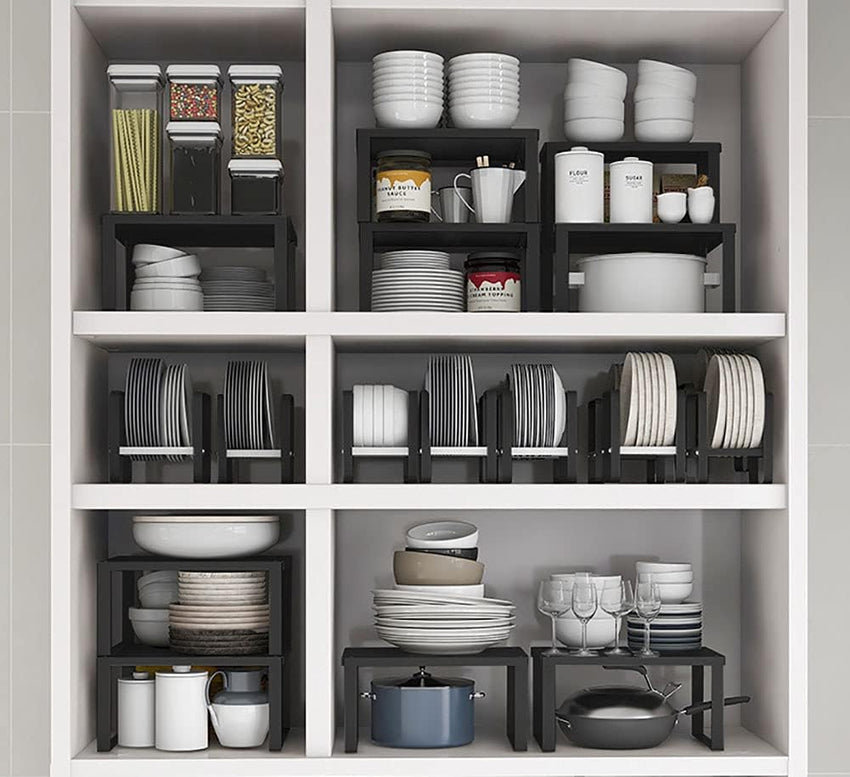 YunNasi Stackable Stainless Steel Cabinet Shelf Kitchen Organizer â 30x28x15cm