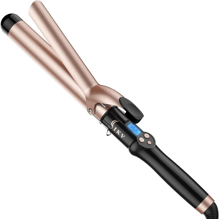 32mm Extra Long Barrel Curling Iron, Ceramic Tourmaline Curling Wand Professional Dual Voltage