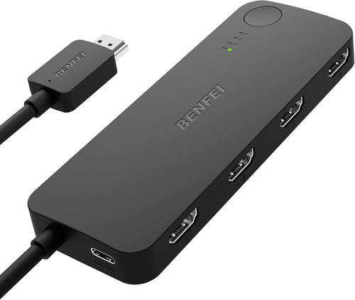 BENFEI HDMI Switch 4 in 1 Out 4K@60Hz, 2K@144Hz, HDCP 2.3 with Adaptive Equalization support 10M HDMI TransmitCompatible for PS5/4, Xbox, Roku, FireStick, Switch