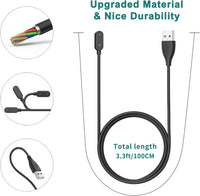 1M Charging Cable for Huawei Watch Charger Fit 1/2, Huawei Band 9/8/7/6/6 Pro, Honor Charger Band 9/7/6/Watch ES/4X/4 Pro Magnetic Wireless USB Fast Charging Cord Black