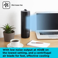 BLACK+DECKER Mini Tower Fan Low Noise 2 Speeds 12-inch 18W â Black