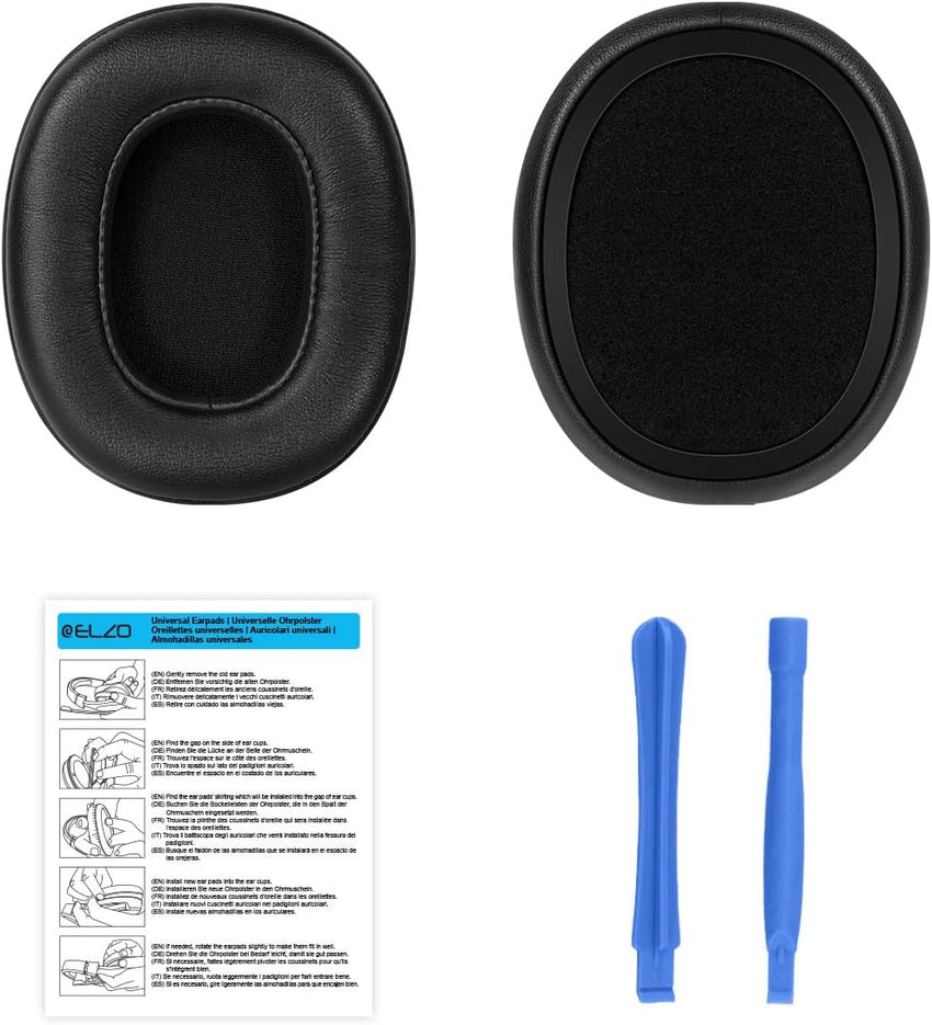 ELZO Replacement Earpads Cushions for Skullcandy Crusher Evo/Wireless/ANC, Professional Ear Pads for Hesh 3/EVO/ANC, Softer Protein Leather, Noise Isolation, Memory Foam, Added Thickness (Black)
