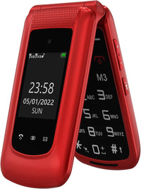 Senior Mobile Phone with Big Buttons, GSM Sim Free Unlocked Basic Cell Phones Easy to Use, Flip Phone with Dual Color Display | SOS Button | FM Radio | Torch |1000mAh Battery | Speed Dial (Red)
