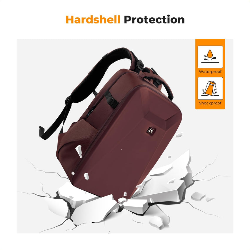 K&F CONCEPT Hardshell Camera Backpack DSLR Waterproof with 15.6in Laptop Compartment Red