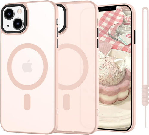 SupVict iPhone 13 Case Magnetic, Phone Case iPhone 13 Compatible with MagSafe Ultra Slim Thin Translucent Matte Back, Shockproof Anti-Yellow Military Grade Protective Cover Case for iPhone 13 Pink