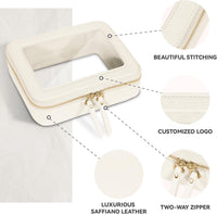 Prite Clear Makeup Bag with Gift Box Waterproof Cosmetic Case Travel Toiletry Bag Car Essentials with Double Zippers (Beige)