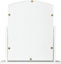 Home Selections Arched Wood Dressing Table Mirror, White, 44x44cm, Wooden Free Standing Tabletop Vanity Mirror