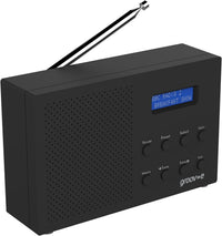 Groov-e Paris DAB & FM Digital Radio - Built-In Alarm Clock & Bluetooth Connectivity - LCD Display - Mains or Battery Operated - Portable Radio - 20 Preset Stations - Black