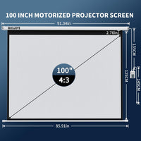 WASJOYE 100"Motorized Projector Screen Electric Diagonal Automatic Projection 16:9 8K HD Movies Screen for Home Theater Cinema Office Video Game Indoor W/Remote Control and Wall/Ceiling Mount