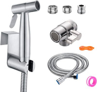 Portable Bidet Sprayer Kit,Stainless Steel Bidet Hand Shower for Bidet Toilet Shower with 2 Way Shower Diverter, 1.5m Shower Hose and Hand Shower Holder