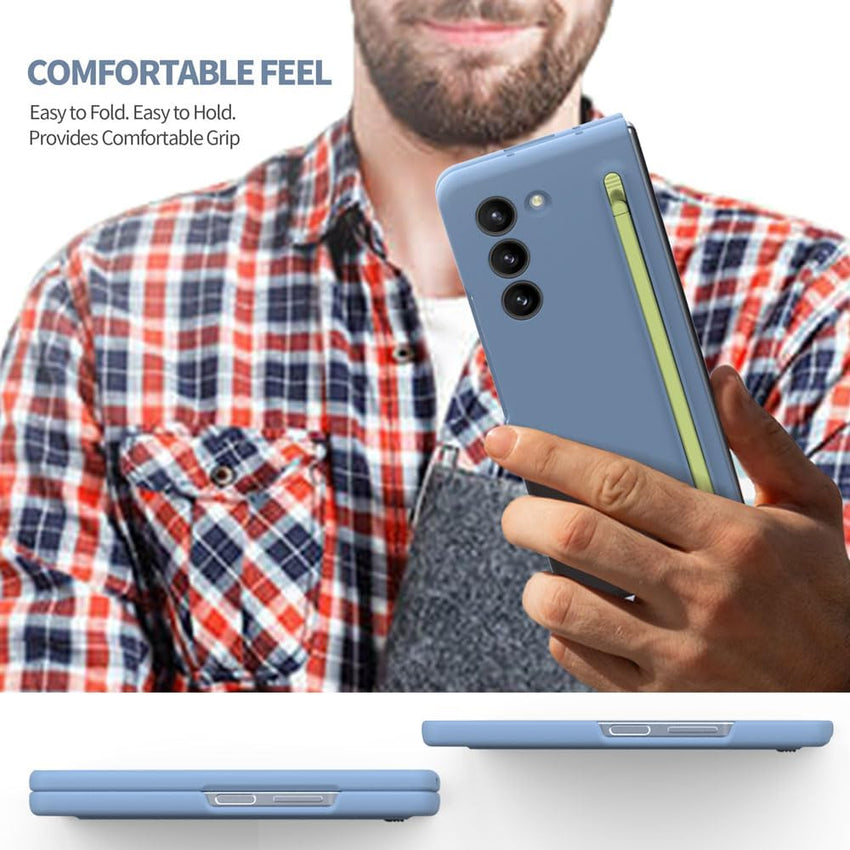 case Galaxy Z Fold 5 case with S Pen Fold EditionãS Pen + Caseã Compatible with Samsung Galaxy Z Fold5 Slim S Pen Phone Cover Shell replacement (Blue)