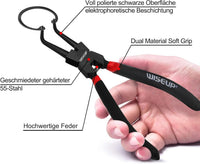 WISEUP Pliers Set, 170mm 4-Piece Bent/Straight Internal External Circlip Pliers, Industrial Carbon Steel plier Set, Anti-Rust, Anti-Bending and Labor-Saving Split Ring Pliers, with Storage Bag