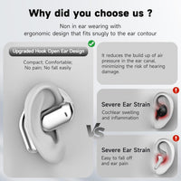 Ultra Open Ear Earbuds - Bone Conduction Headphones Wireless Bluetooth, Waterproof Deep Bass Earphones for Fitness and Running, Secure Fit for Small Ears, Sweat-Resistant for Workouts