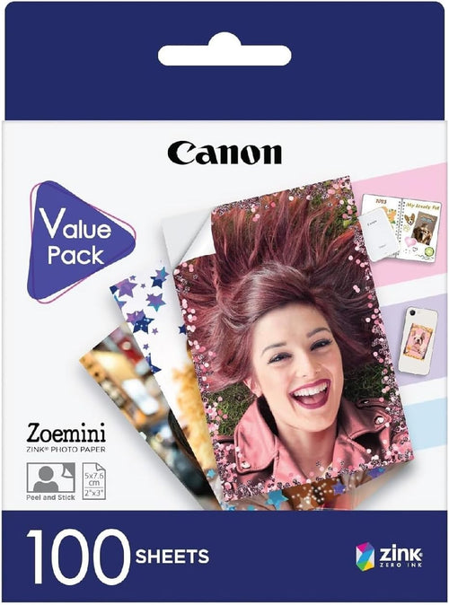 Canon ZinkTM Photo Paper - Sticky-Backed 2x3" Photo Paper (90 x Sheets) - Print Phone Photos for Personalised Stickers