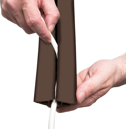 D-Line CC-3/4.5M Cable Protector, Floor Cord Channel, Wire Cover, Protect Cables & Prevent Trip Hazards - 4.5 Meter Length, Cavity 17mm (W) x 9mm (H) - Brown