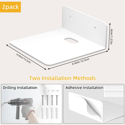 Small Metal Floating Shelves for Wall, 5 Inch Adhesive Display Ledges â White, 2 Pack