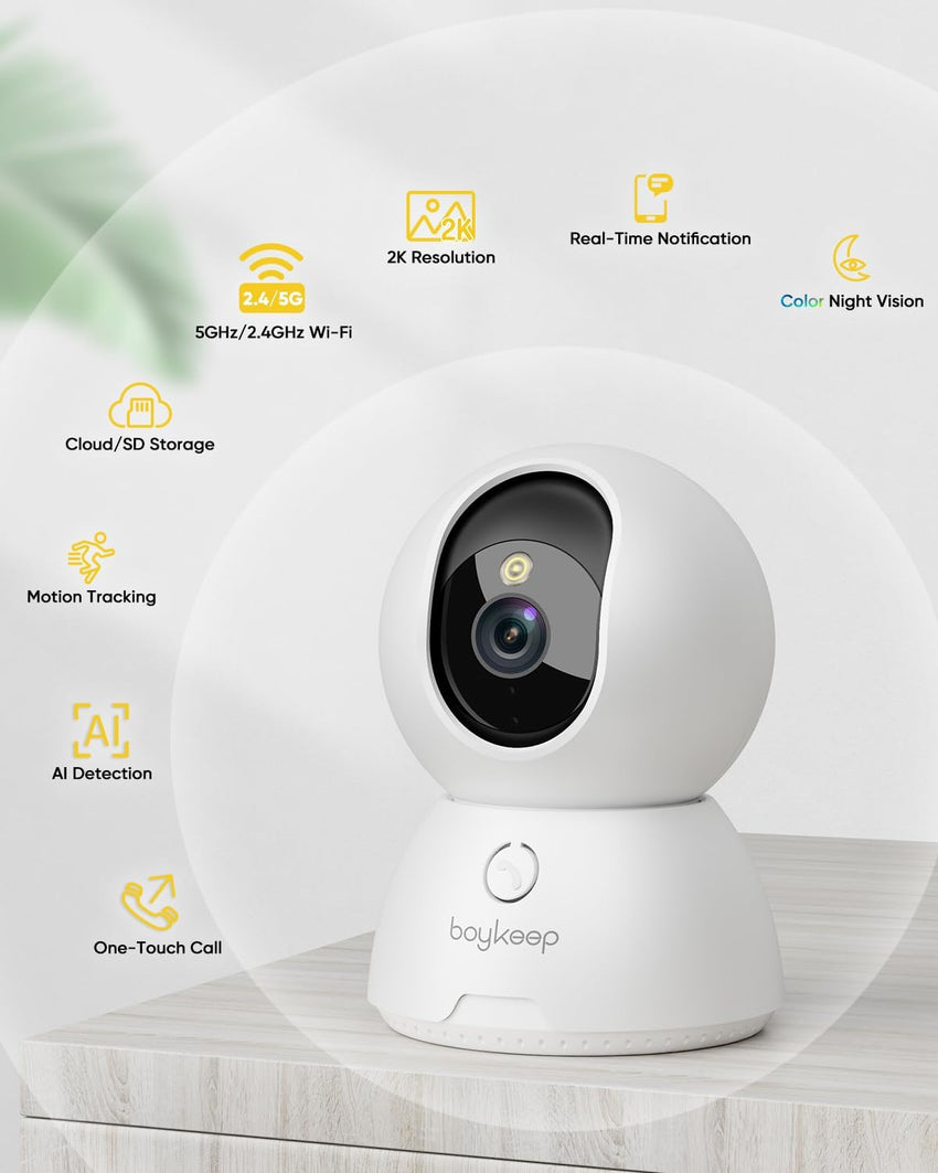 BoyKeep 2K Indoor Surveillance Cameras 2-Pack with Night Vision â Home Security