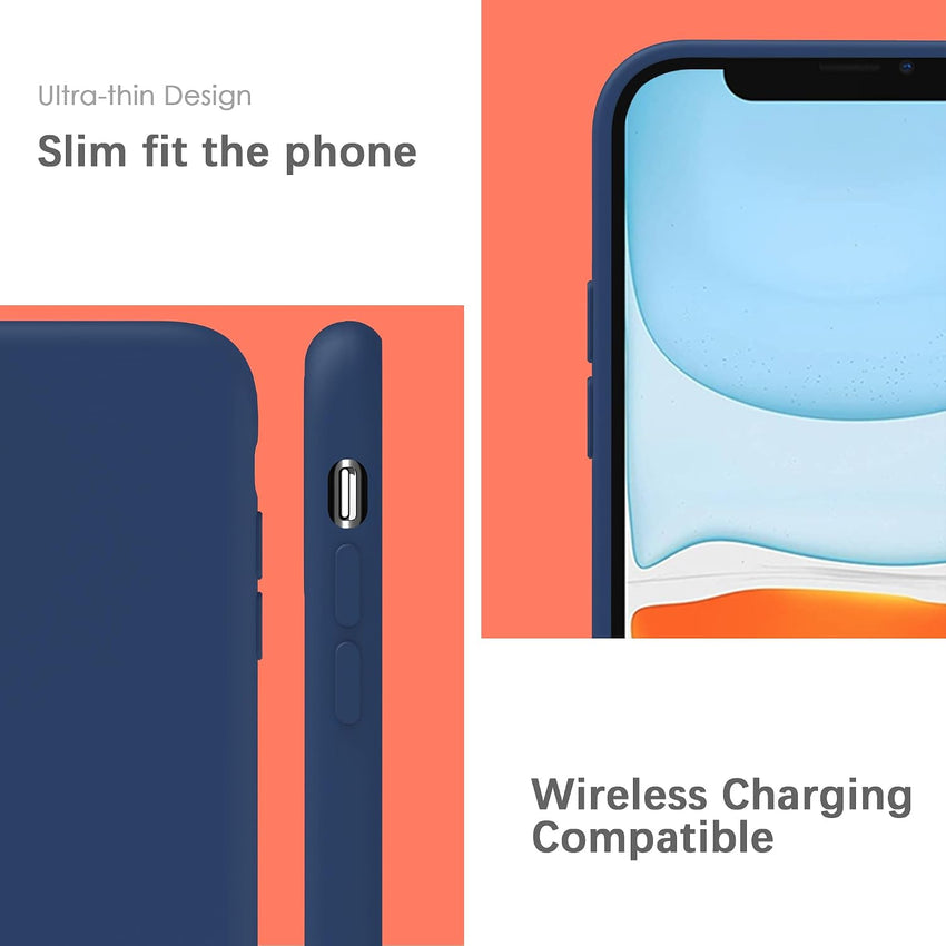 YATWIN Silicone Case for iPhone 11, Soft-Touch, Shockproof, DustProof, Antiskid Full Body Armour Phone Cover for Apple iPhone 11 - Dark Blue