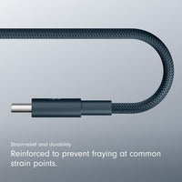 Beats USB-C to USB-C Woven Cable, Fast Charging, Durable/Tangle-Free, Compatible Charger for Apple & Android Devices (1.5 m) - Nitro Navy