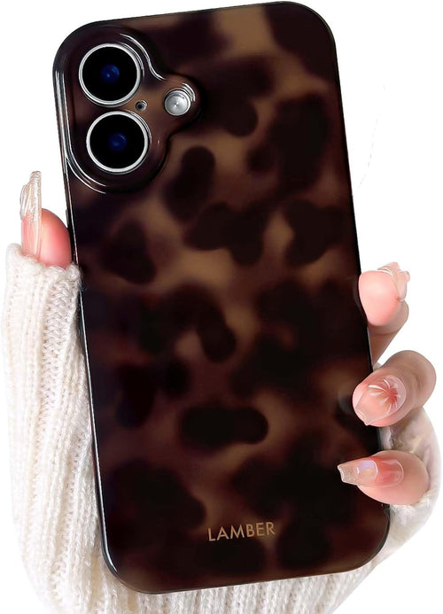 NITITOP Compatible with iPhone 17 Case Cute Stylish Leopard Print Brown Amber Aesthetic Design for Women Girls Men Soft TPU Shockproof Protective Cover - Brown