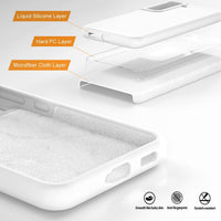 OHLIGIA Samsung Galaxy S22 Plus Liquid Silicone Case Slim Protective 3 Layer Shockproof Phone Cover (6.6") with Anti-Scratch Soft Microfiber Lining for Galaxy S22+ (2022) (White)