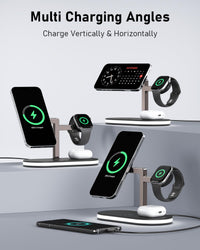 4-in-1 Magnetic Wireless Charging Station for iPhone Apple Watch Earbuds with Night Light Black