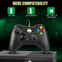 Controller for Xbox 360 PC, USB Game Controller, Upgraded Design Ergonomic Cable Controller for Xbox 360 Slim and PC with Windows XP/Vista/7/8/8.1/10