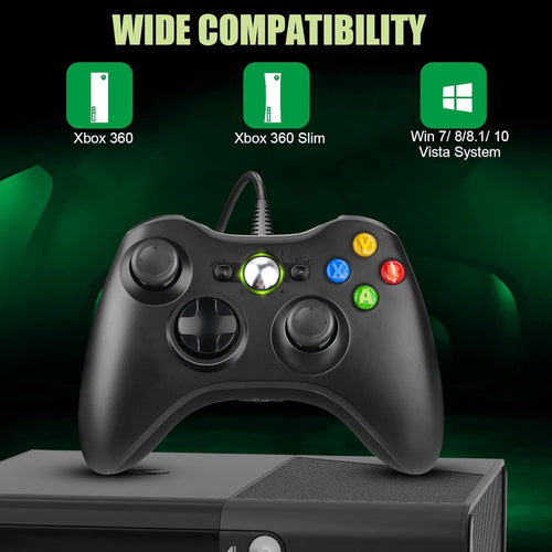 Controller for Xbox 360 PC, USB Game Controller, Upgraded Design Ergonomic Cable Controller for Xbox 360 Slim and PC with Windows XP/Vista/7/8/8.1/10