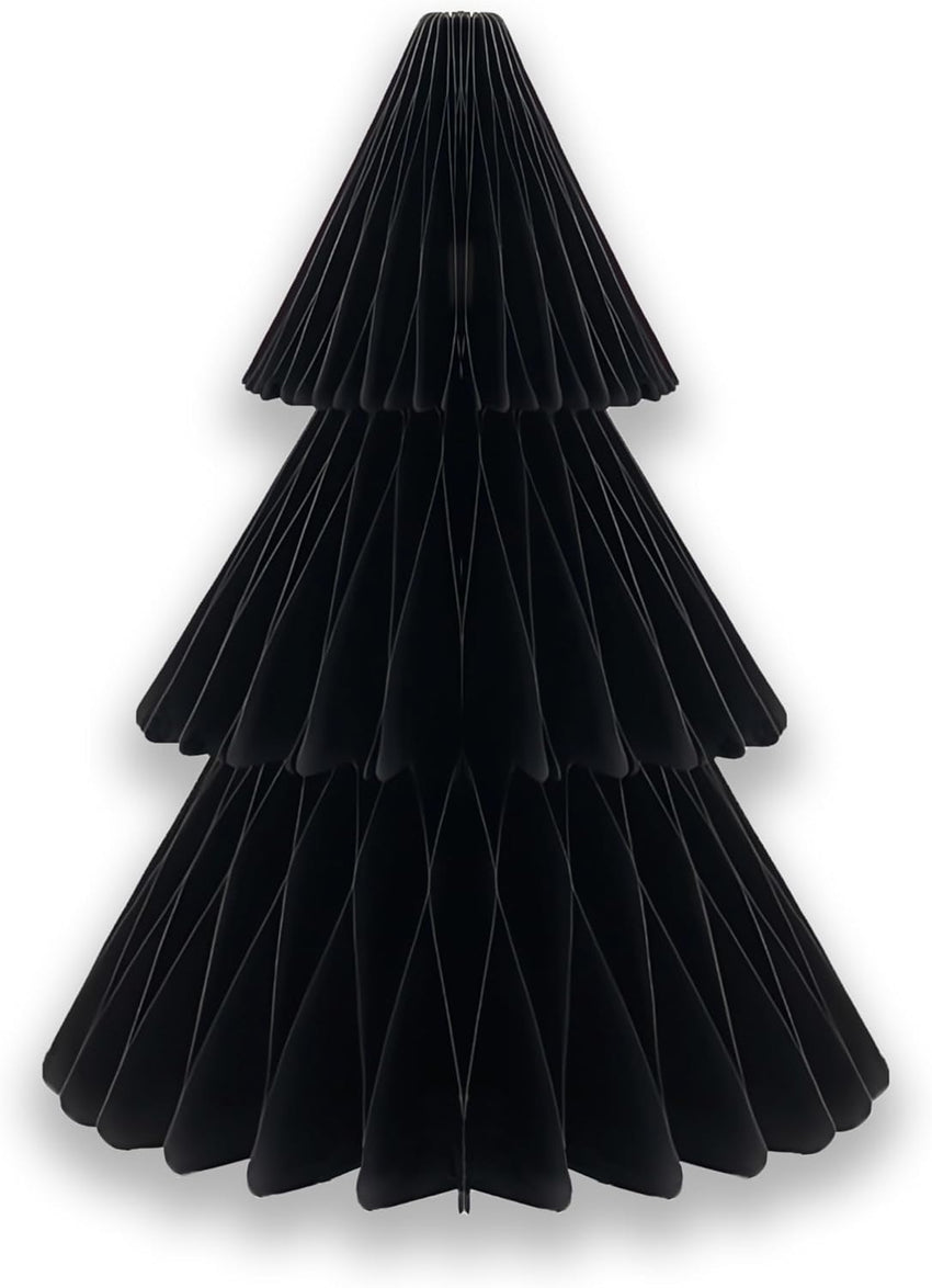 GISELA D Paper Honeycomb Christmas Trees Set of 4 Reusable Table Decorations â Black and White