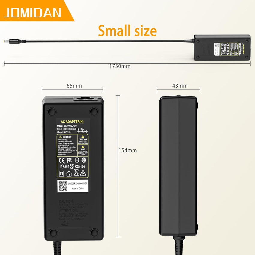 24V 3A 72W Power Supply for LED Strip Light, CCTV Camera Cisco Router, 3D Printer, LCD Monitors, Speaker Adapter Cable, UK plug, Wall Charger, and More Power Supply Cable Adapter5.5 * 2.5/2.1mm