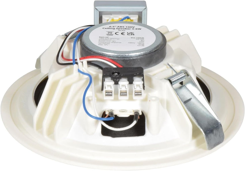 Adastra | Flush-Mount 100V Ceiling Speaker supplied singularly with Selectable 3 to 6W Output in a Clean White Finish