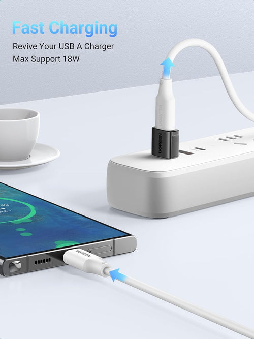 UGREEN USB to USB C Adapter, Car Fast Charging Adaptor, 3 Pack 10Gbps Data Transfer Type C Female to USB 3.0 Male Converter Compatible with iPhone 16/15, iPad Air/Mini, Apple Watch, Samsung Galaxy S24