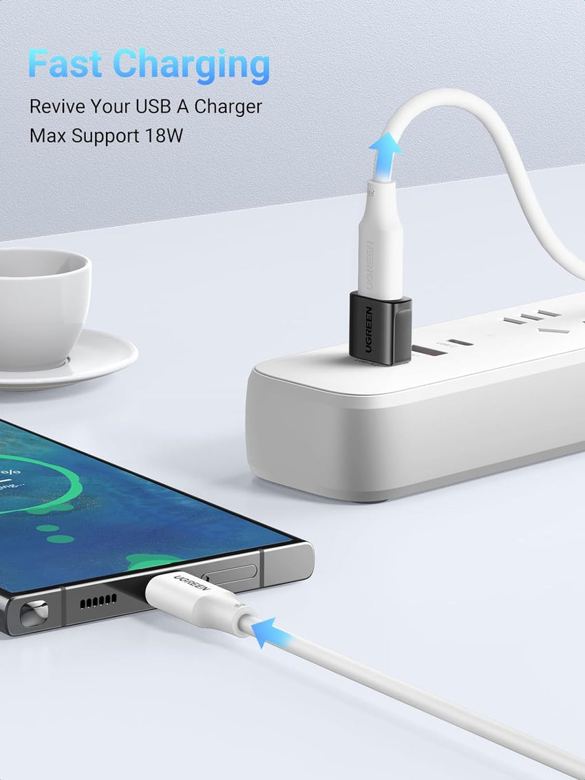 UGREEN USB to USB C Adapter, Car Fast Charging Adaptor, 3 Pack 10Gbps Data Transfer Type C Female to USB 3.0 Male Converter Compatible with iPhone 16/15, iPad Air/Mini, Apple Watch, Samsung Galaxy S24