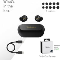 Technics EAH-AZ100E-K Wireless Earbuds with Noise Cancelling, Multipoint Bluetooth, Voice Focus AI, Comfortable In-Ear Headphones, Black