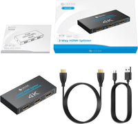 eSynic Professional HDMI Splitter 4K@30HZ 1In 3Out Metal Shell 3 Way HDMI Splitter HDCP 1.4 Hdcp Bypass Splitter Stable Signal Transmission Supports Dolby PCM for Lap-top HDTV PS4 Blu-ray etc
