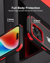 Mobnano for iPhone 14 Pro Max Crystal Clear Case, with Multicolor Protective Shockproof Bumpers, Not Yellowing Anti Scratch Transparent Hard PC Back & Soft Silicone TPU Frame Cover (Black/Red)