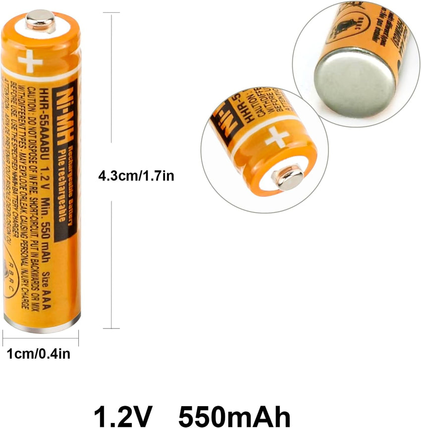 JAPUSOON 4 Pack NI-MH Rechargeable Battery Panasonic HHR-55AAABU 1.2V 550mAh AAA Rechargeable Batteries Cordless Phones
