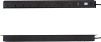 Amazon Basics Heavy-Duty Metal Surge Protector Power Strip, 9 Outlets (UK Plug), 600 J, 1.8 m Cord, Black, Rectangle