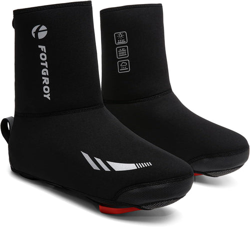 Cycling Shoe Covers Winter Thermal Warm Waterproof Overshoes for Mens Womens Road Bike MTB Booties Black M