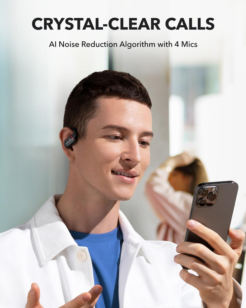 soundcore by Anker V30i Open-Ear Headphones, Ultra-Comfort,Lightweight Design, Snug Fit, Ergonomic Ear Hooks, Robust Bass, 36H Playtime, Bluetooth 5.3,App Control, Clear Calls (Renewed)