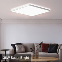 MLOQI Bathroom Lights Ceiling Square LED Ceiling Light Super Thin, 36W 5000K Daylight White IP44 Waterproof Lighting Fixture for Office Kitchen Hallway Living Room(White Edge)