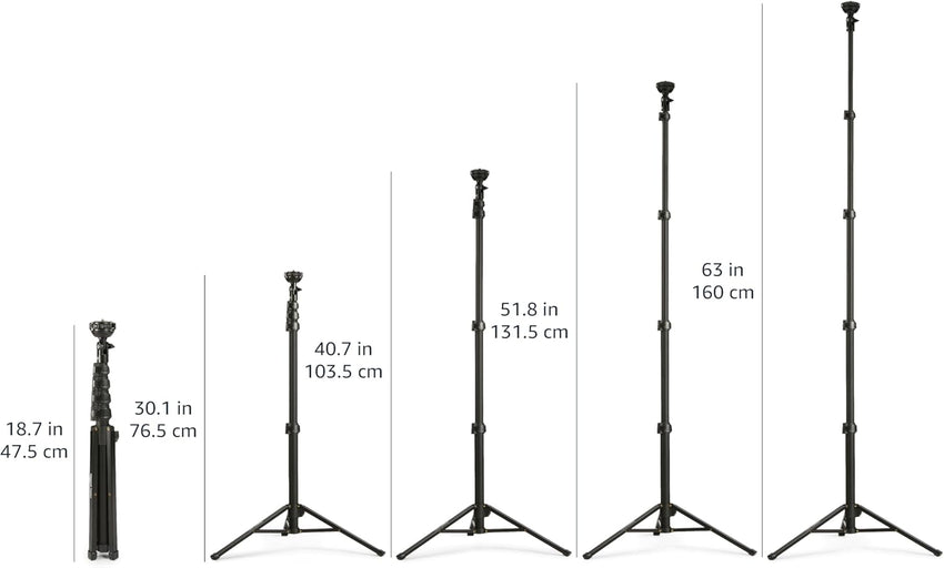 Amazon Basics Extendable Phone Tripod & Selfie Stick 162cm/64inch, with Wireless Remote Control, Black