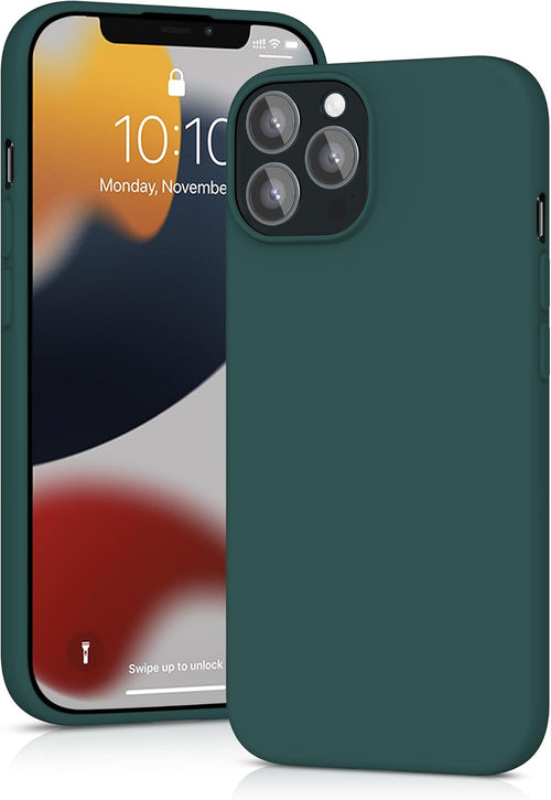 YATWIN Silicone Case for iPhone 12 Pro Max, Soft-Touch, Shockproof, DustProof, Antiskid Full Body Armour Phone Cover for Apple iPhone 12 Pro Max - Dark Green