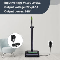 27V 500mA Charger for Gtech AirRAM MK2 Cordless Vacuum Cleaner, Power Supply Adapter for Gtech AirRAM K9 AFT001 AR01 AR02 AR30, ATF27 ATF29 ATF40 ATF41 DM001, 2m Cable