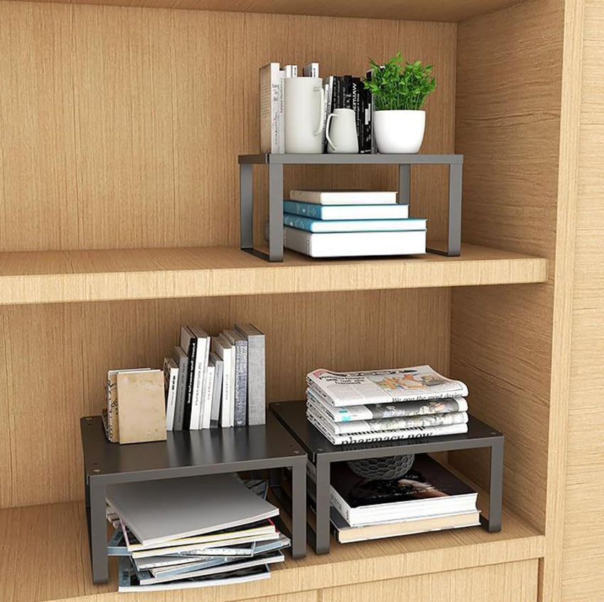 YunNasi Stackable Stainless Steel Cabinet Shelf Kitchen Organizer â 30x28x15cm